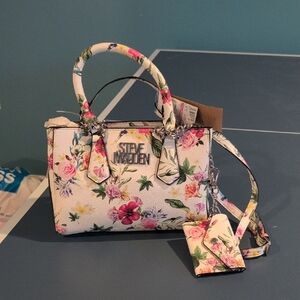 Steve Madden Floral Satchel - White and Pink